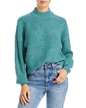 Aqua Novelty Stitch Mock Neck Sweater - 100% Exclusive
