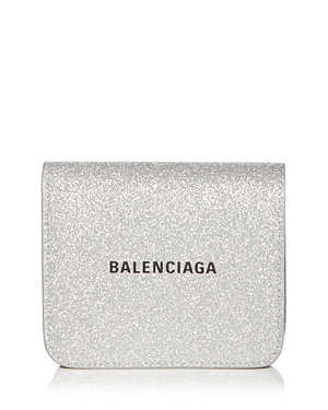 Balenciaga Cash Glitter Leather Snap Bifold Wallet