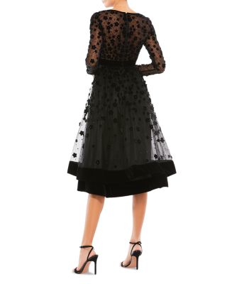 Embellished Floral Sheer Fit and Flare Dress