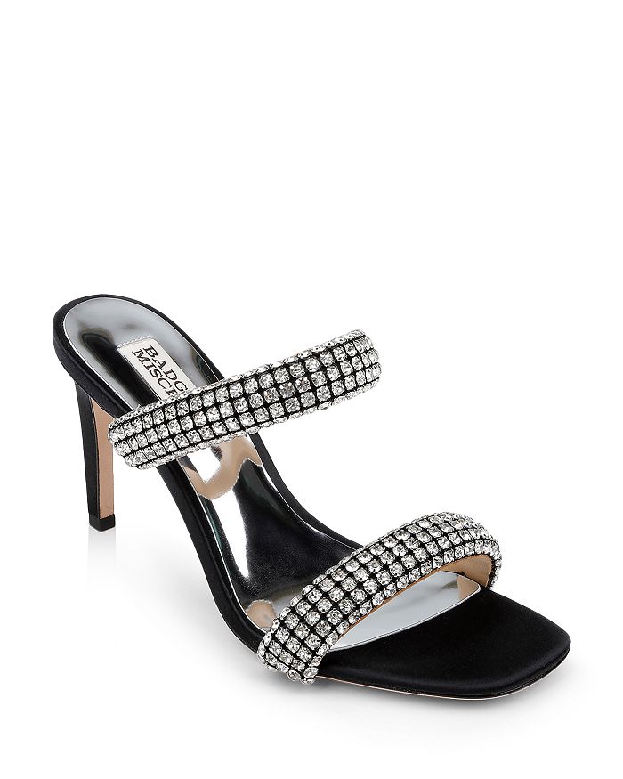 Badgley Mischka Women's Sade Embellished Slip On High Heel Sandals ...
