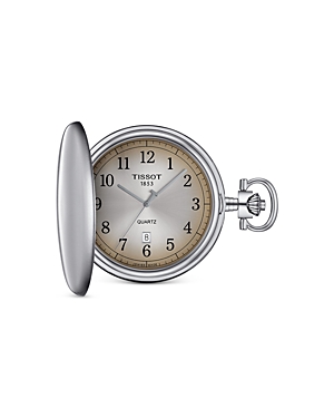 Shop Tissot Savonnette Pocket Watch, 48mm In Brown/silver