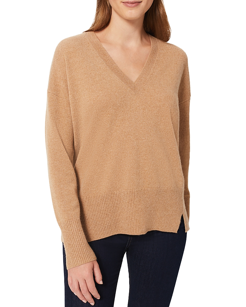 Hobbs London Cashmere Dahlia V-neck Jumper In Camel