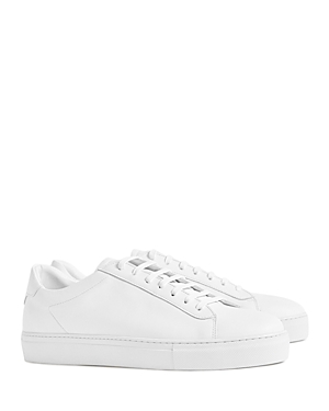 Reiss Mens White Leather Tumbled Sneakers, Size: 10 In White