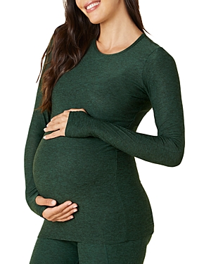 Beyond Yoga Maternity Classic Crewneck Top In Forest Green