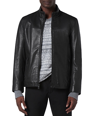 Shop Andrew Marc Sallinger Leather Racer Jacket In Black