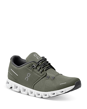 On Men's Cloud 5 Low Top Sneakers In Olive/white