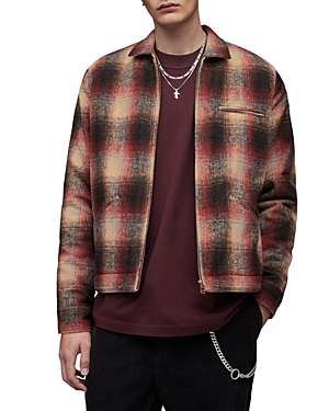 Allsaints Martial Plaid Shirt Jacket In Gray Black Red
