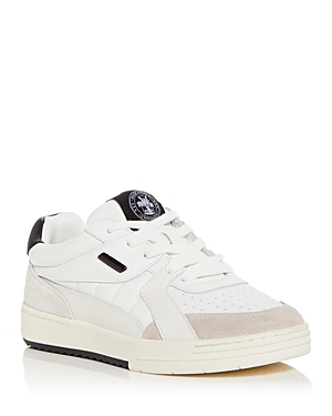 Palm Angels University Logo-print Low-top Leather Trainers In White/black