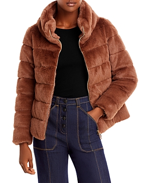 Herno Quilted Down Faux Fur Puffer Jacket In Macadamia