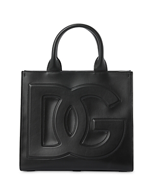 Dolce & Gabbana Small Calfskin Dg Daily Shopper In Black