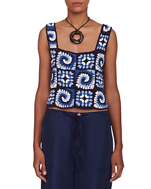STAUD COTTON PSYCHEDELIC CROCHETED TANK TOP