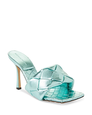 Bottega Veneta Women's Lido Woven High Heel Slide Sandals In Icy Moon