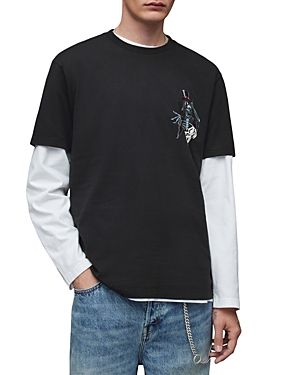 Allsaints Gambler Relaxed Fit Short Sleeve Skeleton Graphic Tee