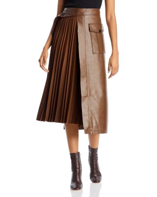 LVIR - Wool & Faux Leather Midi Skirt
