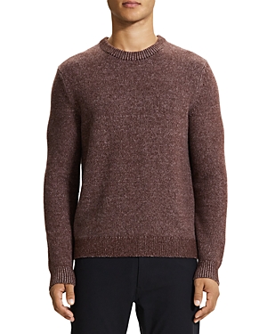 Shop Theory Hilles Marled Yarn Crewneck Sweater In Chocolate/ Mauve