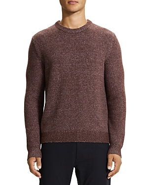 Theory Hilles Crewneck Marled Wool & Cashmere Sweater In Chocolate/ Mauve