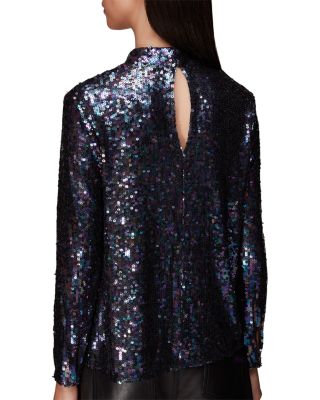 Sequined Mock Neck Top