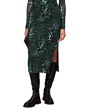 Whistles Night Cat Column Mesh Skirt In Green/multi