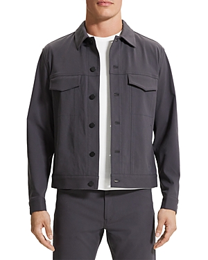 Shop Theory River Stretch Neoteric Twill Trucker Jacket In Dark Gray
