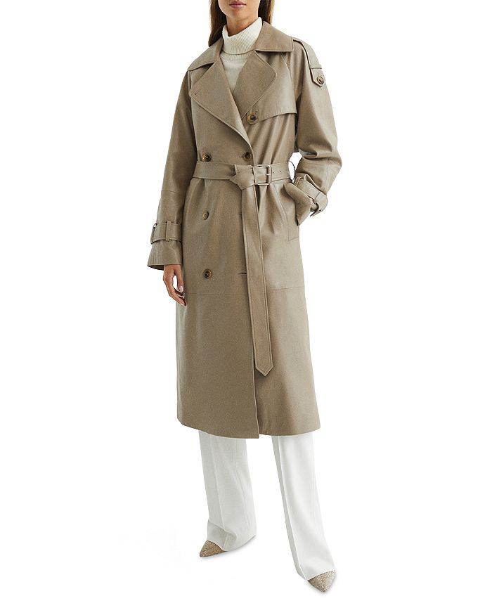REISS Maya Leather Trench Coat | Bloomingdale's
