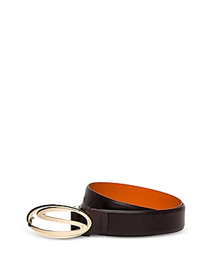 Shop Santoni Men's Leather Logo Buckle Belt In Brown
