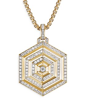 David Yurman - 18K Yellow Gold Carlyle Diamond Hexagon Enhancer Pendant