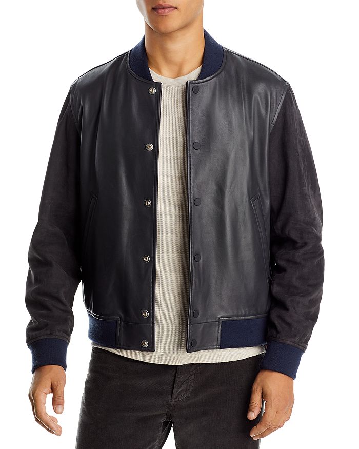Theory - Varsity Leather Bomber Jacket