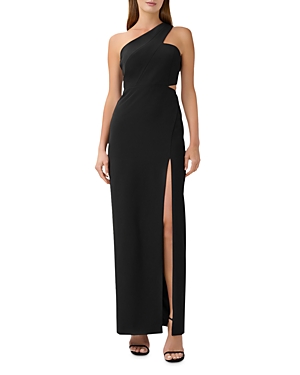 Aidan Mattox Aidan By  One-shoulder Crepe Cutout Gown - 100% Exclusive In Black