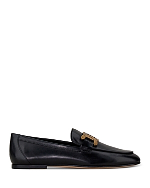 Shop Tod's Women's Kate Almond Toe Loafers In Black Leather