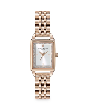 Shop Olivia Burton Rectangle Bracelet Watch, 20.5mm In White/rose Gold