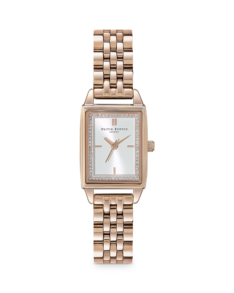 Olivia Burton Women's Quartz Carnation Gold-tone Stainless Steel Bracelet Watch 25.5mm X 20.5mm In White/rose Gold
