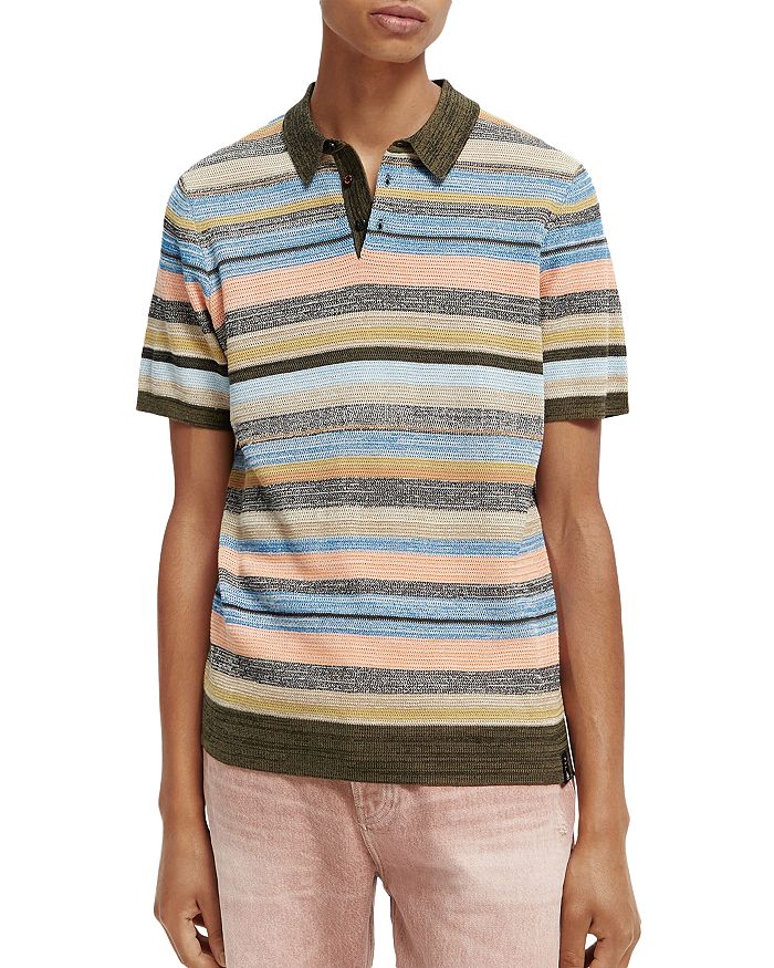 Scotch & Soda Chic Cotton Jersey Polo With Contrast Piping - Night main image 1