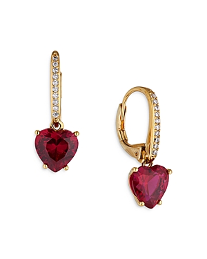 Nadri Modern Love Heart Drop Earrings In Red/gold