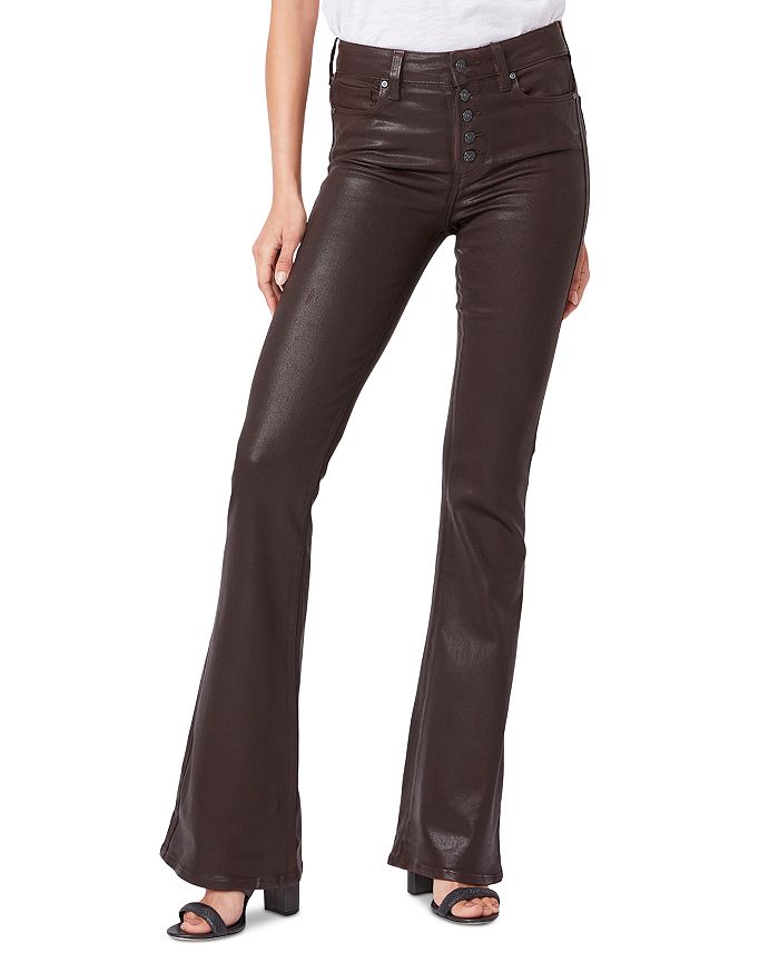 indvirkning positur Jabeth Wilson PAIGE Lou Lou High Rise Flare Jeans in Chicory Coffee Luxe Coating |  Bloomingdale's
