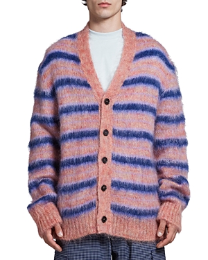 Marni Relaxed-fit Striped Mohair And Wool-blend Cardigan In Apricot