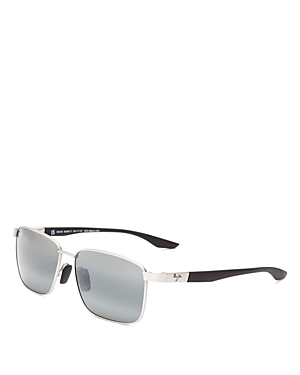 Shop Maui Jim Ka'ala Polarized Square Sunglasses, 58mm In Silver/polarized Gray Gradient
