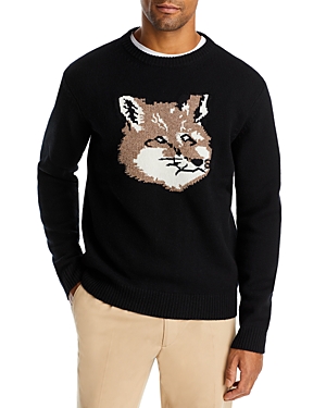Maison Kitsune Wool Big Fox Head Classic Fit Crewneck Sweater
