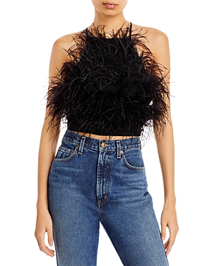 Shop Cult Gaia Joey Feather Embellished Top In Black