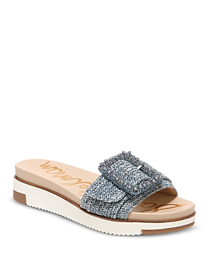 SAM EDELMAN WOMEN'S ARIANE BEADED BUCKLE SLIDE SANDALS