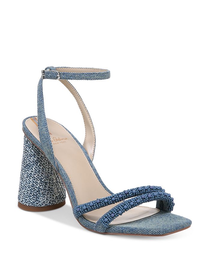 Sam Edelman Women's Kia Square Toe Beaded Strap High Heel Sandals