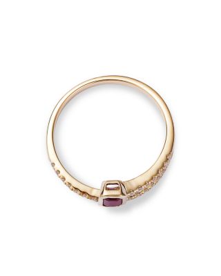 Ruby and Diamond Bypass Ring in 14K Yellow Gold