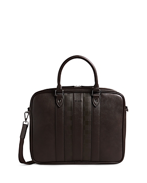Ted Baker Waymon House Check Document Bag In Brown Chocolate