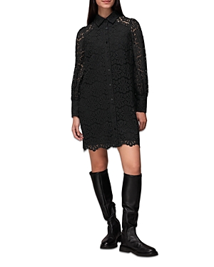 Whistles Lace Shirt Dress In Black