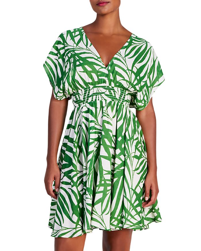 kate spade new york Leaf Print Open Back Dress Swim Cover-Up |  Bloomingdale's