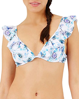 Shop Vilebrequin Lizzy Floral Print Underwire Bikini Top In Electric Purple/blue