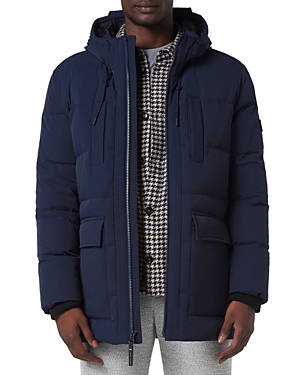 Shop Andrew Marc Silverton Hooded Parka In Navy
