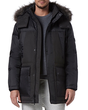 Shop Andrew Marc Tripp Removable Faux Fur Hooded Parka In Black