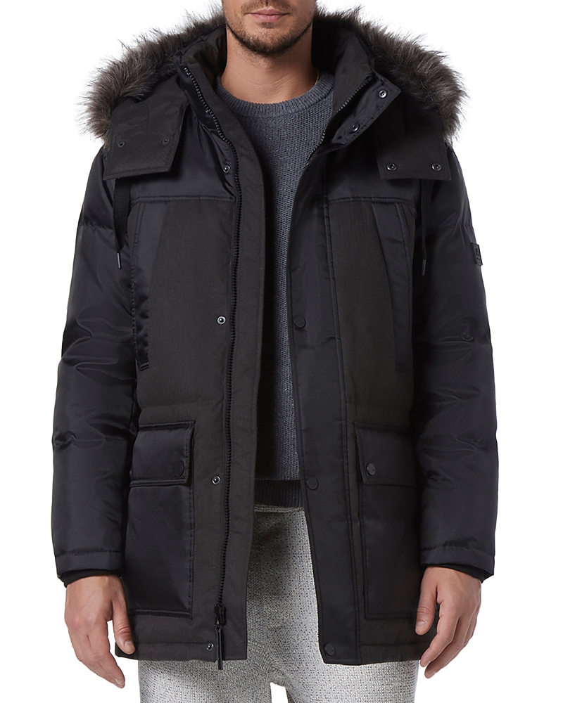 Andrew Marc Tripp Removable Faux Fur Hooded Parka In Black