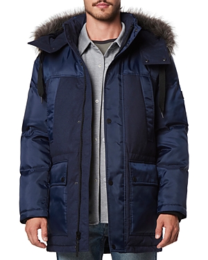 Shop Andrew Marc Tripp Removable Faux Fur Hooded Parka In Ink