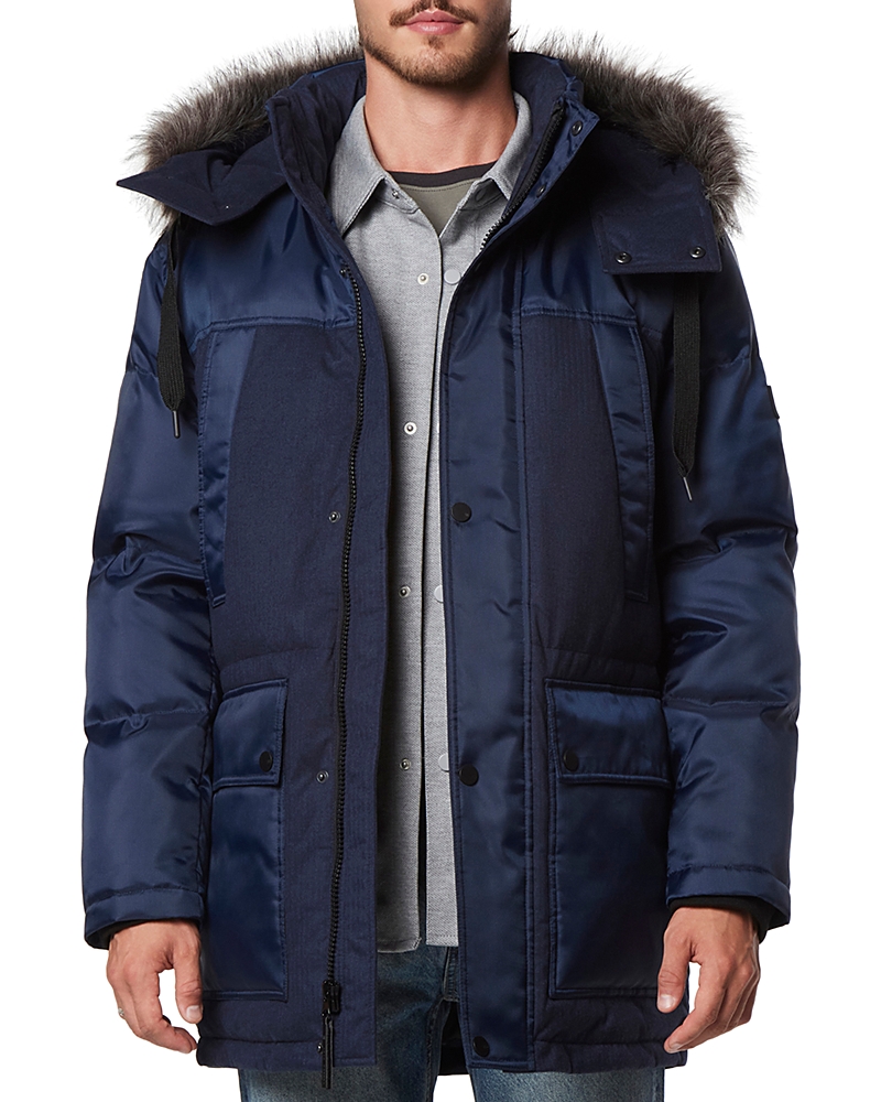 Andrew Marc Tripp Removable Faux Fur Hooded Parka In Ink